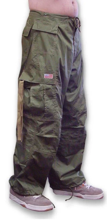 Unisex UFO Pants with Contrast Color (Olive Green/Khaki) Modern Stretch Trousers