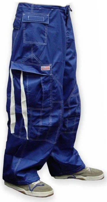 Unisex UFO Pants with Contrast Color (Royal Blue/White) Fashionable Button-Up Pants