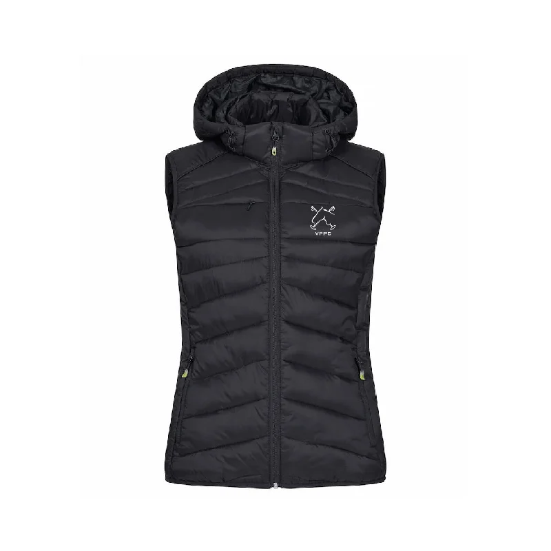 Vaux Park Womens Hooded Padded Gilet Hoodie with Hem Frayed Vintage Worn