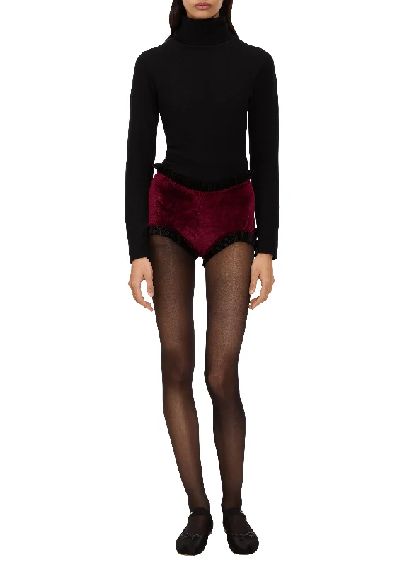 Vivienne Frill Hot Pants - Burgundy Lightweight Jogger Pants