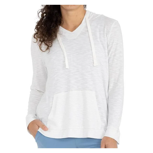 Women's Bamboo Slub Hoodie Hoodie with Hem Frayed Vintage Worn