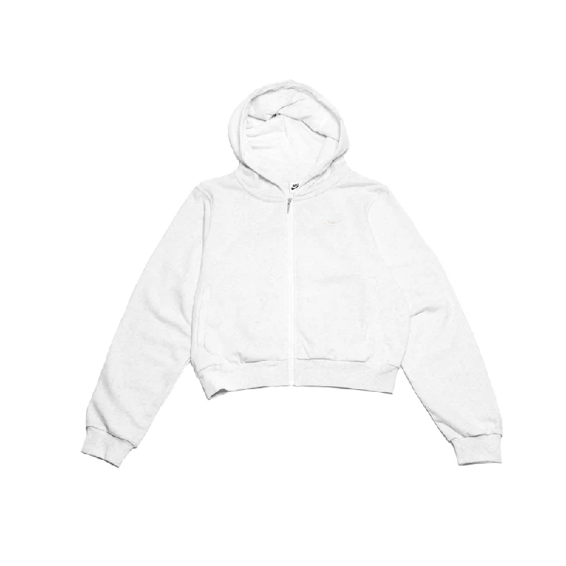 W NSW Chill Terry Loose FZ French Hoodie 'Birch Heather' Hoodie with Rolled Sleeves Casual Relaxed W NSW Chill Terry Loose FZ French Hoodie 'Birch Heather' Hoodie with Rolled Sleeves Casual Relaxed