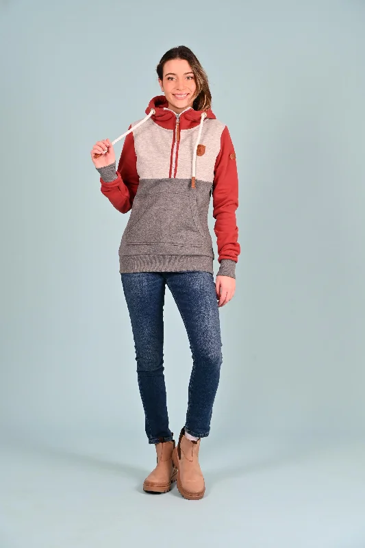 Wanakome Kaya Half-Zip Hoodie Hoodie with Distressed Vintage Worn