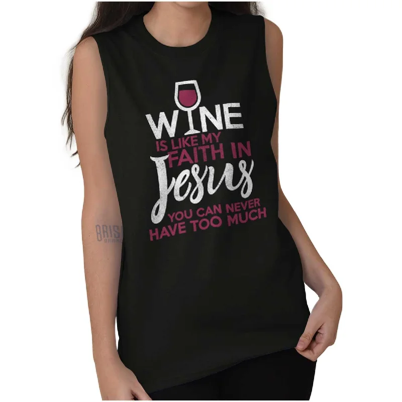 Wine Faith Jesus Sleeveless T Shirt Handmade Hand-knitted Hand-woven