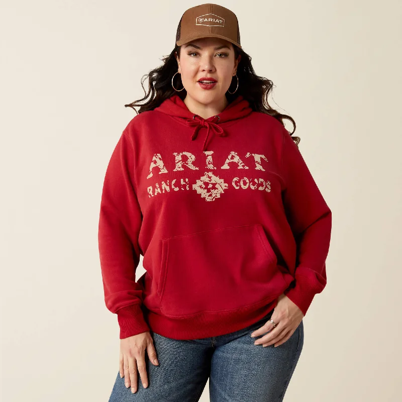 Ranch Goods Hoodie - Rio Red Hoodie with High-Low Hem Asymmetrical Trendy