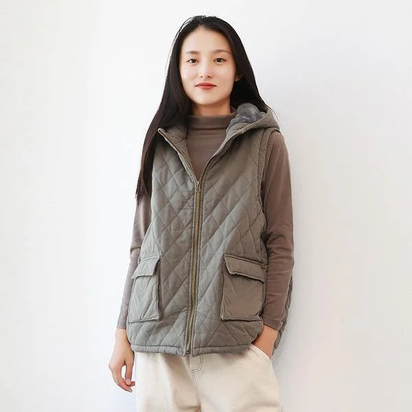 Women 2020 Autumn New Sleeveless Hooded Pockets Chinese Style Women Cloths Loose Vests Hoodie with Ribbed Hem Stretchable Secure Women 2020 Autumn New Sleeveless Hooded Pockets Chinese Style Women Cloths Loose Vests Hoodie with Ribbed Hem Stretchable Secure
