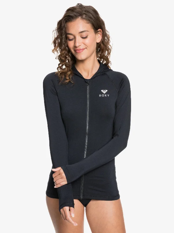 Womens Essentials Hooded UPF 50 Long Sleeve Rashguard Hoodie with Hem Patch Decorative Personalized Womens Essentials Hooded UPF 50 Long Sleeve Rashguard Hoodie with Hem Patch Decorative Personalized