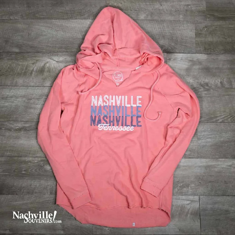 Women's "NASHVILLE NASHVILLE NASHVILLE" Hoodie Hoodie with Hem Contrast Bold Stylish Women's "NASHVILLE NASHVILLE NASHVILLE" Hoodie Hoodie with Hem Contrast Bold Stylish