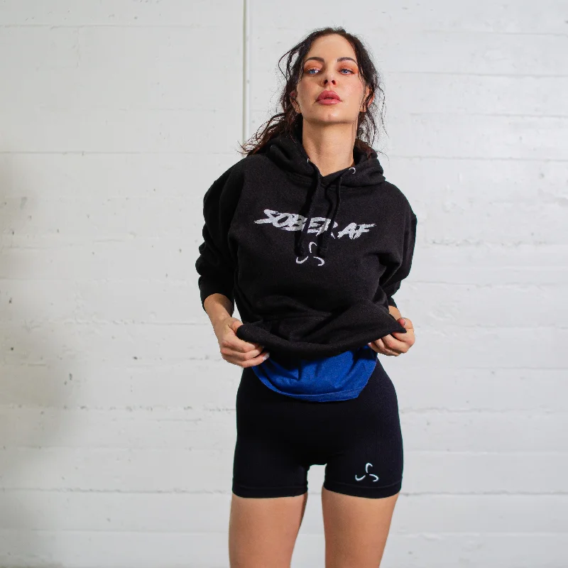 Women's Hoodies - Sober AF Hoodie with Hem Frayed Vintage Worn