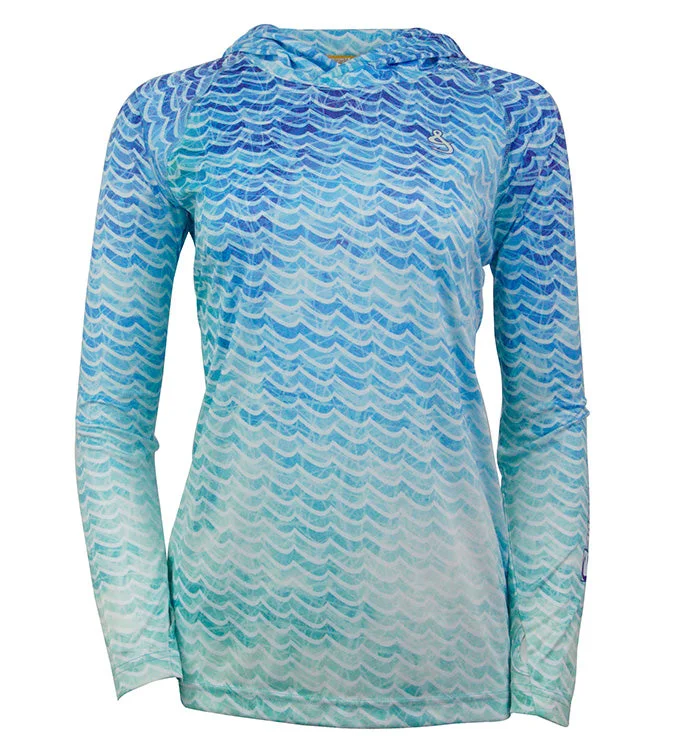Women's Waves L/S UV Fishing Hoodie Hoodie with Hood Adjustable Protection