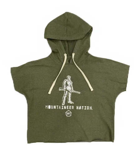 WVU Cropped OHT Hoodie Hoodie with Metallic Shiny Futuristic