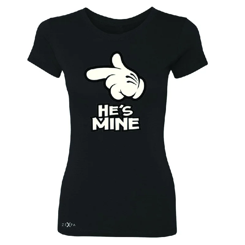 Zexpa Apparel™ He is Mine Cartoon Hands Valentine's Day Women's T-shirt Couple Tee Cozy Warm Stylish