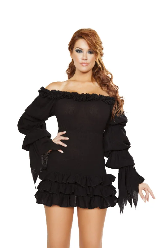 4770 - Ruffled Pirate Dress with Sleeves & Multi Layered Skirt velvet skirt plush