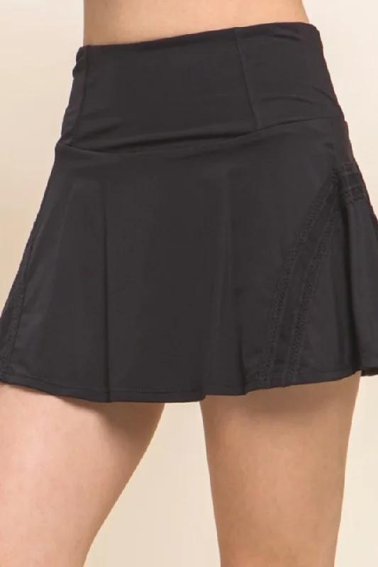 Active Skirt with Shorts (Black) corduroy skirt textured