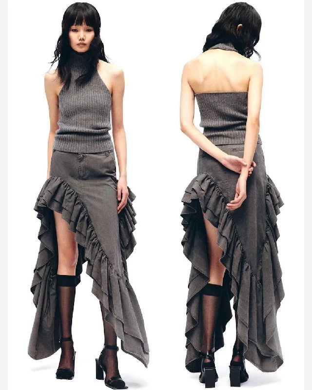 ASYMMETRICAL HALF SKIRT corduroy skirt comfortable