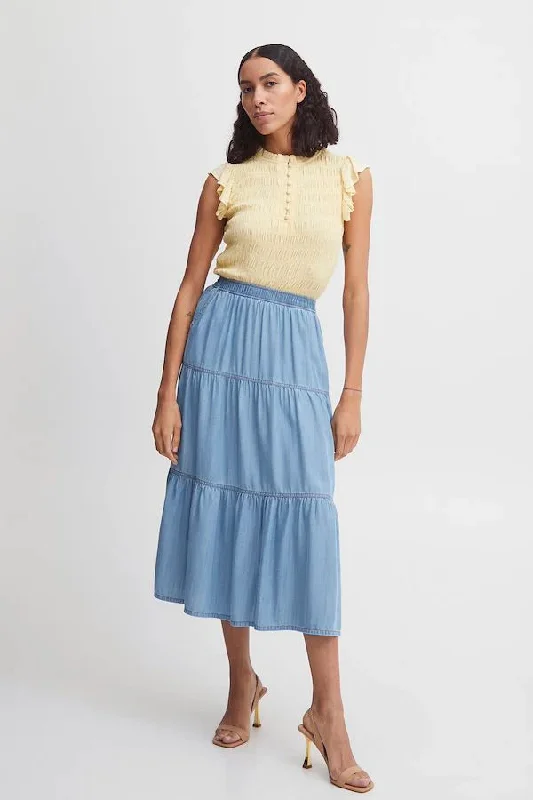 B Young Lana Long Denim Skirt cashmere skirt plush