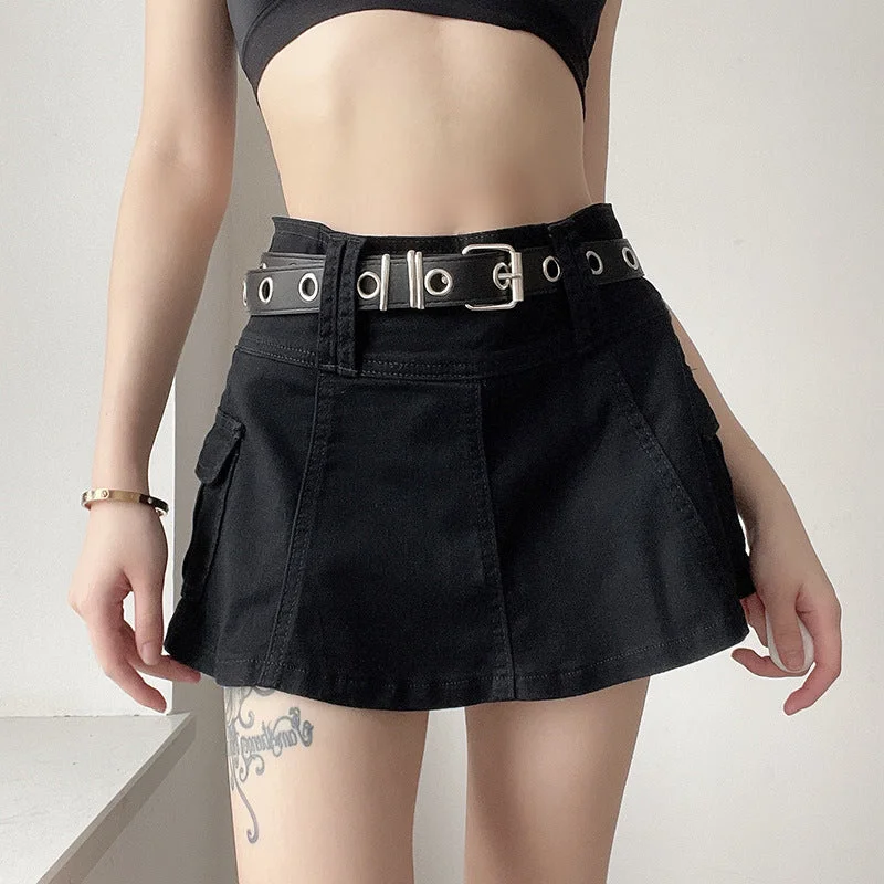 Black Denim Mini Skirt silk skirt sleek