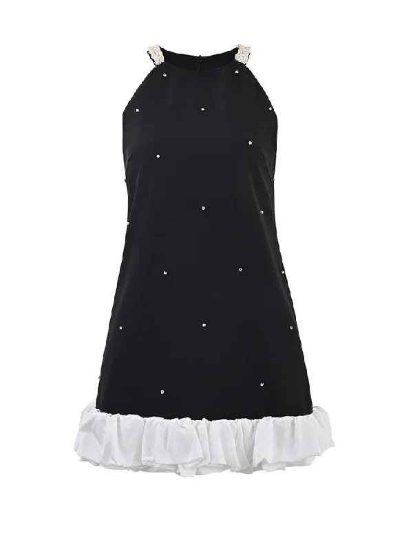 Black slim starry A-line skirt lace skirt feminine
