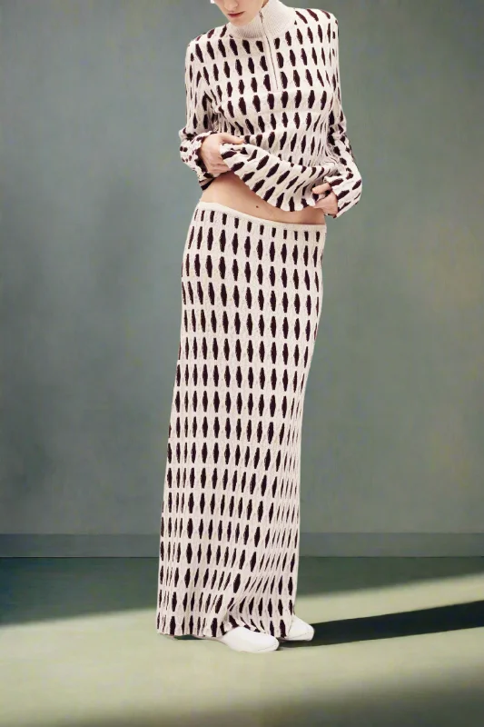 Elisabetta Wool Knit Maxi Skirt linen skirt natural