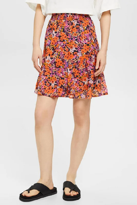 Esprit Floral Skirt with Flounce Hem wool skirt warm