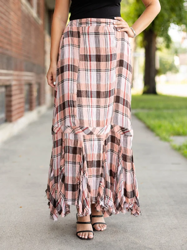 Free People Bordeux Plaid Maxi Skirt boho skirt vibe