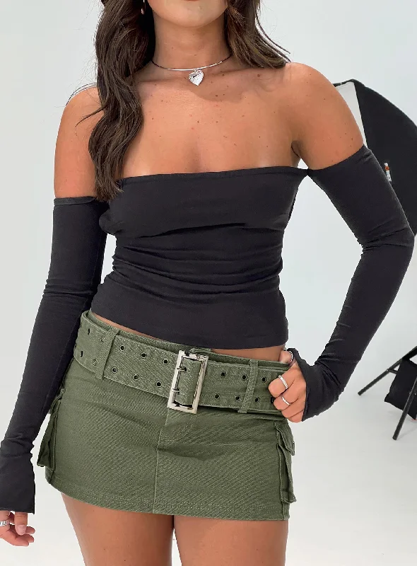 Iconic Cargo Mini Skirt Khaki Petite lace skirt elegant