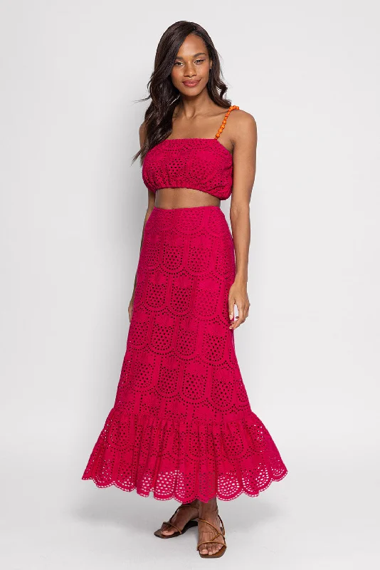 IVANA SKIRT EYELET FUCHSIA chiffon skirt delicate