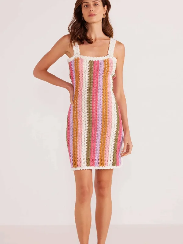 Lito Stripe Crochet Mini Dress MG2403861 Chic Pleated Mini Dress