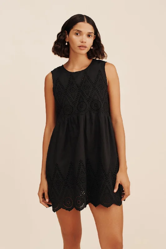 LOUISA MINI DRESS - BLACK Chic Tropical Mini Dress