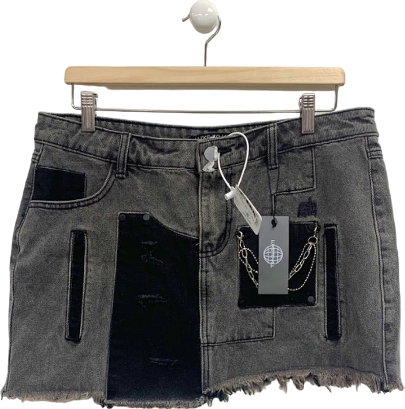 Luxe to Kill Grey Carpenter Mini Skirt UK 12 leather skirt sleek
