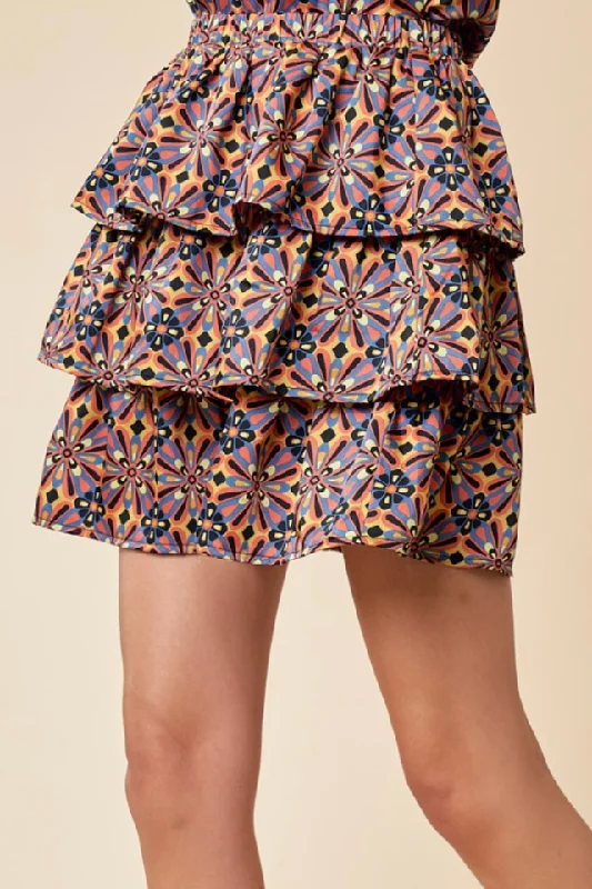 Patterned Tiered Skirt maxi skirt elegant
