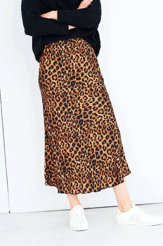 Pilar satin skirt in leopard print denim skirt casual