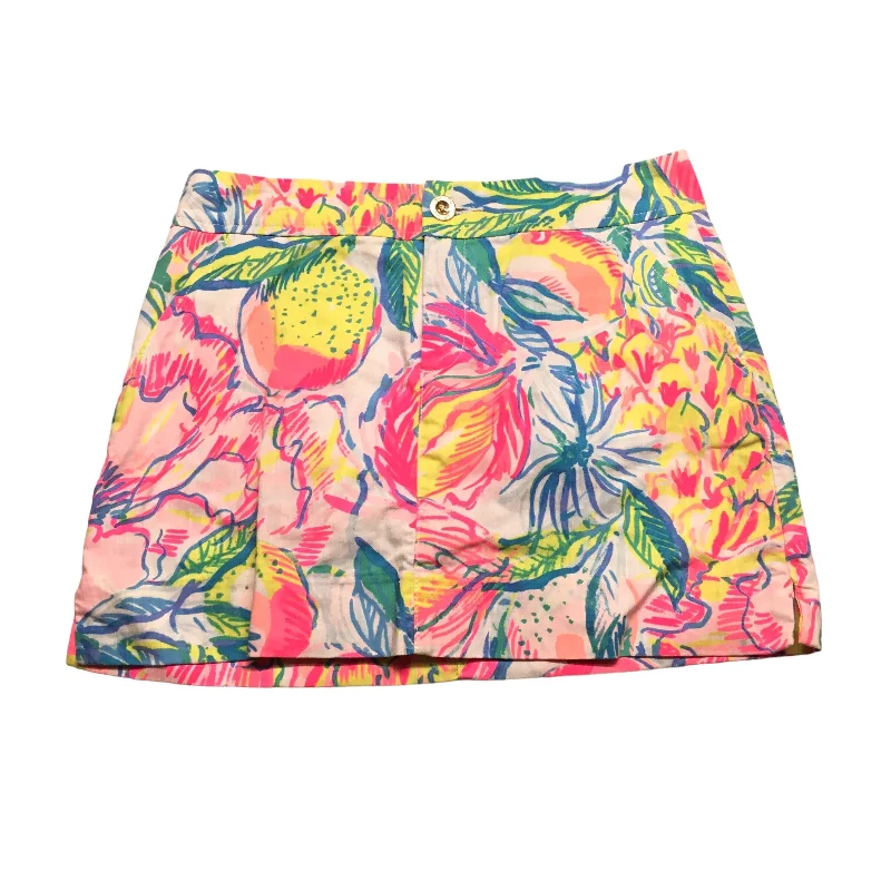 Pink & Yellow Skort Lilly Pulitzer, Size 2 button skirt front