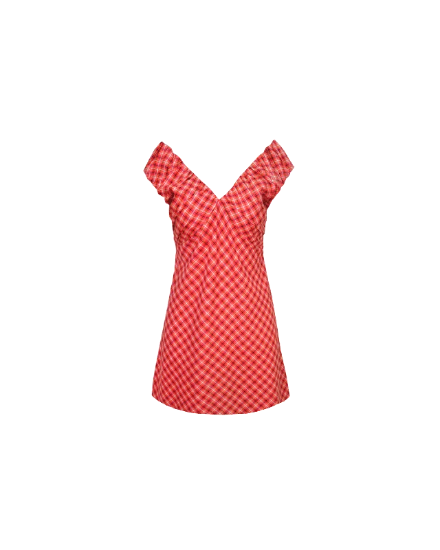 RAQUEL MINI DRESS RED TARTAN Cozy A-Line Mini Dress