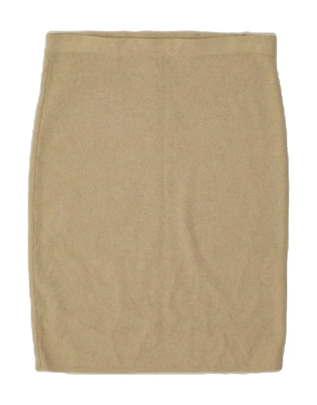 ROCCOBAROCCO Womens Pencil Skirt IT 48 XL W32 Beige Merino Wool boho skirt vibe