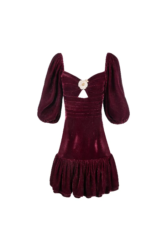 Rosa Mini Dress - Burgundy by Rosewater House Chic Halter Mini Dress