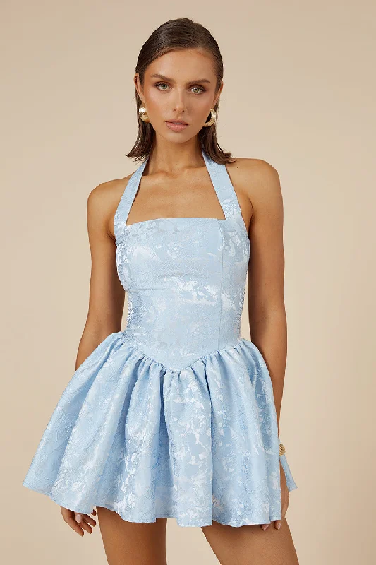 SABINE MINI DRESS - ICE BLUE Elegant Velvet Mini Dress