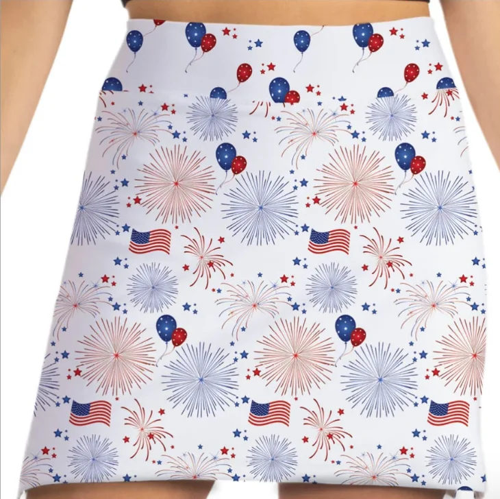 Skort Obsession Celebration Red, White and Blue Skort 17" spandex blend skirt