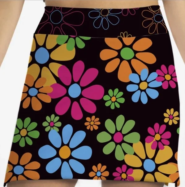 Skort Obsession Night Daisies Skort 17" corduroy skirt cozy