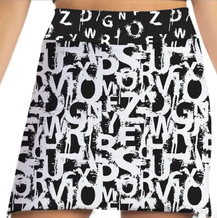 Skort Obsession Scrambled Alphabet Skort 17" linen skirt airy