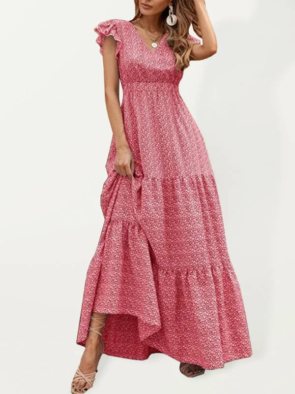 Cosybreezee - Spring V-neck Floral Print Long Skirt for Women denim skirt classic