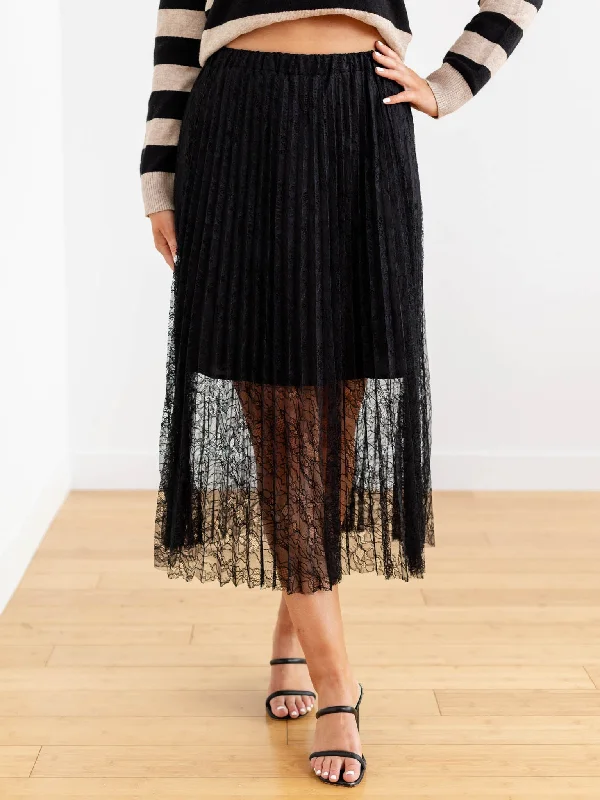 Steve Madden Kiera Pleated Lace Skirt spandex blend skirt