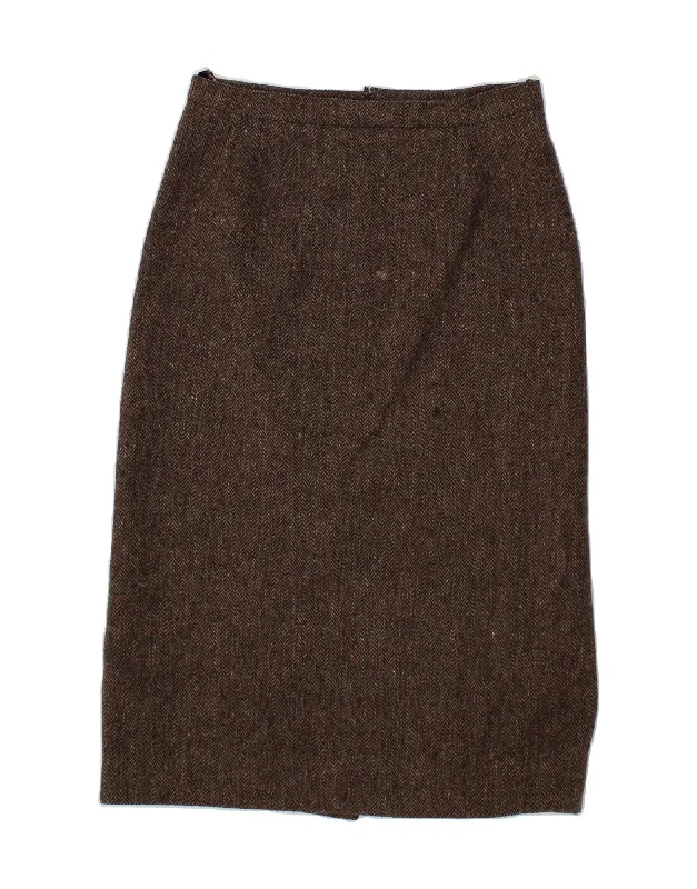VINTAGE Womens High Waist Midi Skirt UK 14 Large W30 Brown Herringbone corduroy skirt cozy VINTAGE Womens High Waist Midi Skirt UK 14 Large W30 Brown Herringbone corduroy skirt cozy