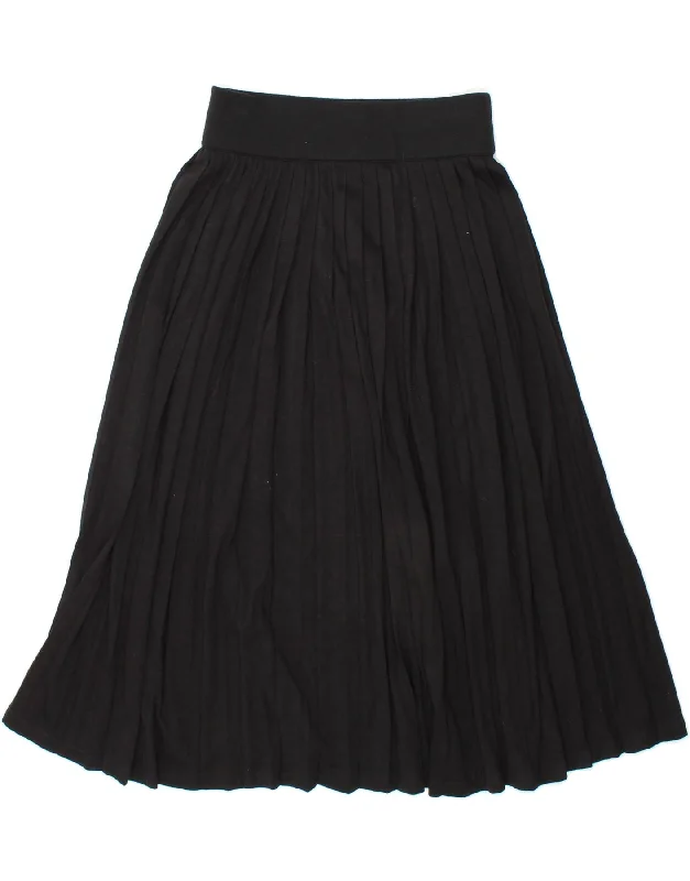 VINTAGE Womens Knife Pleated Skirt IT 42 Medium W28  Black high slit skirt