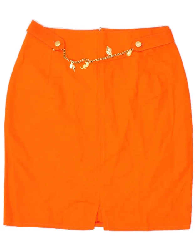 VINTAGE Womens Pencil Skirt IT 44 Medium W28  Orange Cotton tulle skirt dreamy