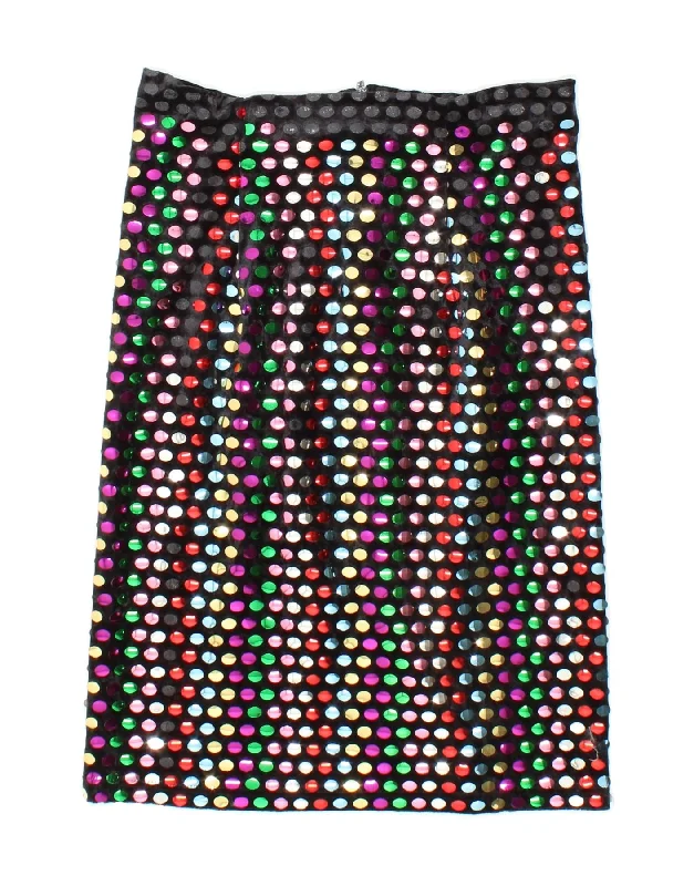 VINTAGE Womens Straight Skirt W26 Small Multicoloured Spotted Polyester asymmetrical skirt cut VINTAGE Womens Straight Skirt W26 Small Multicoloured Spotted Polyester asymmetrical skirt cut