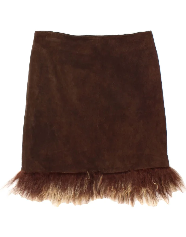 VINTAGE Womens Suede Straight Skirt IT 44 Medium W30 Brown Leather vintage skirt charm VINTAGE Womens Suede Straight Skirt IT 44 Medium W30 Brown Leather vintage skirt charm