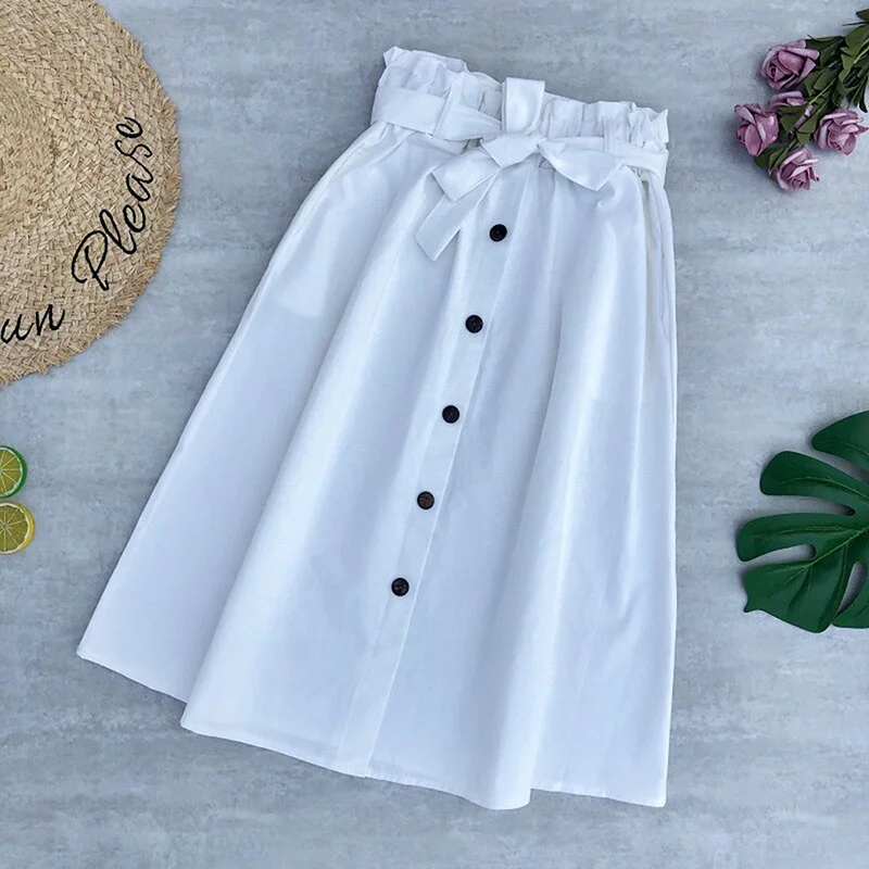 Women Skirts 2023 High Waist Skirt Women Spring Summer Midi Skirts Womens Elastic Waist A Line Ladies Skirts With Belt leather skirt durable
