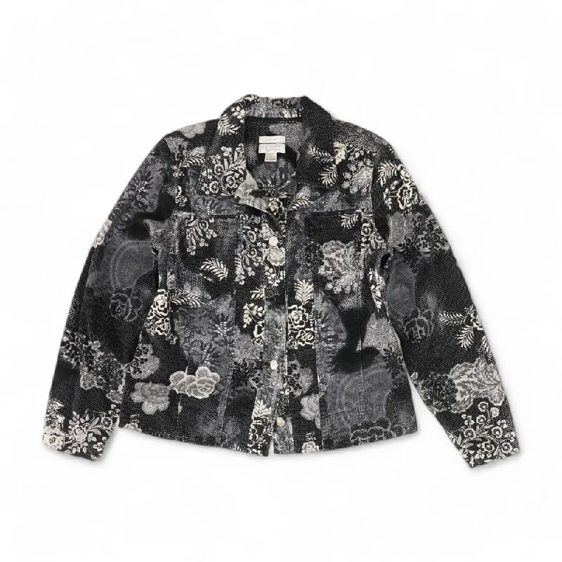 Black Floral Lightweight Jacket Fleece Jacket Down Jacket Parka