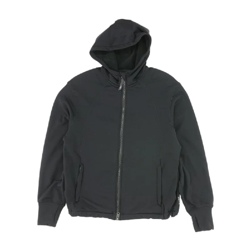 Black Solid Active Jacket Collared Jacket Crew Neck Jacket Turtle Neck Jacket